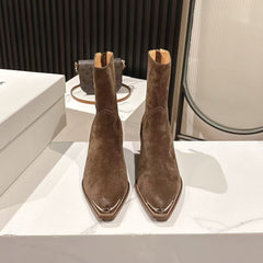 CELINE 25S CHELSEA BOOTS CLASSIC 45MM IN DARK BROWN SUEDE