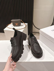 CELINE 25S THICK SOLED LOAFERS 50MM IN BLACK CALFSKIN