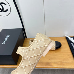 CHANEL 25S QUILTED MARY JANES BLACK AND BEIGE IN CALFSKIN