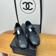 CHANEL 25S QUILTED MARY JANES BLACK IN CALFSKIN