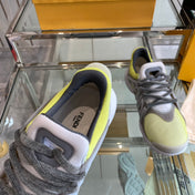 FENDI TAG SNEAKER IN NEON YELLOW MIX GREY MESH AND RUBBER
