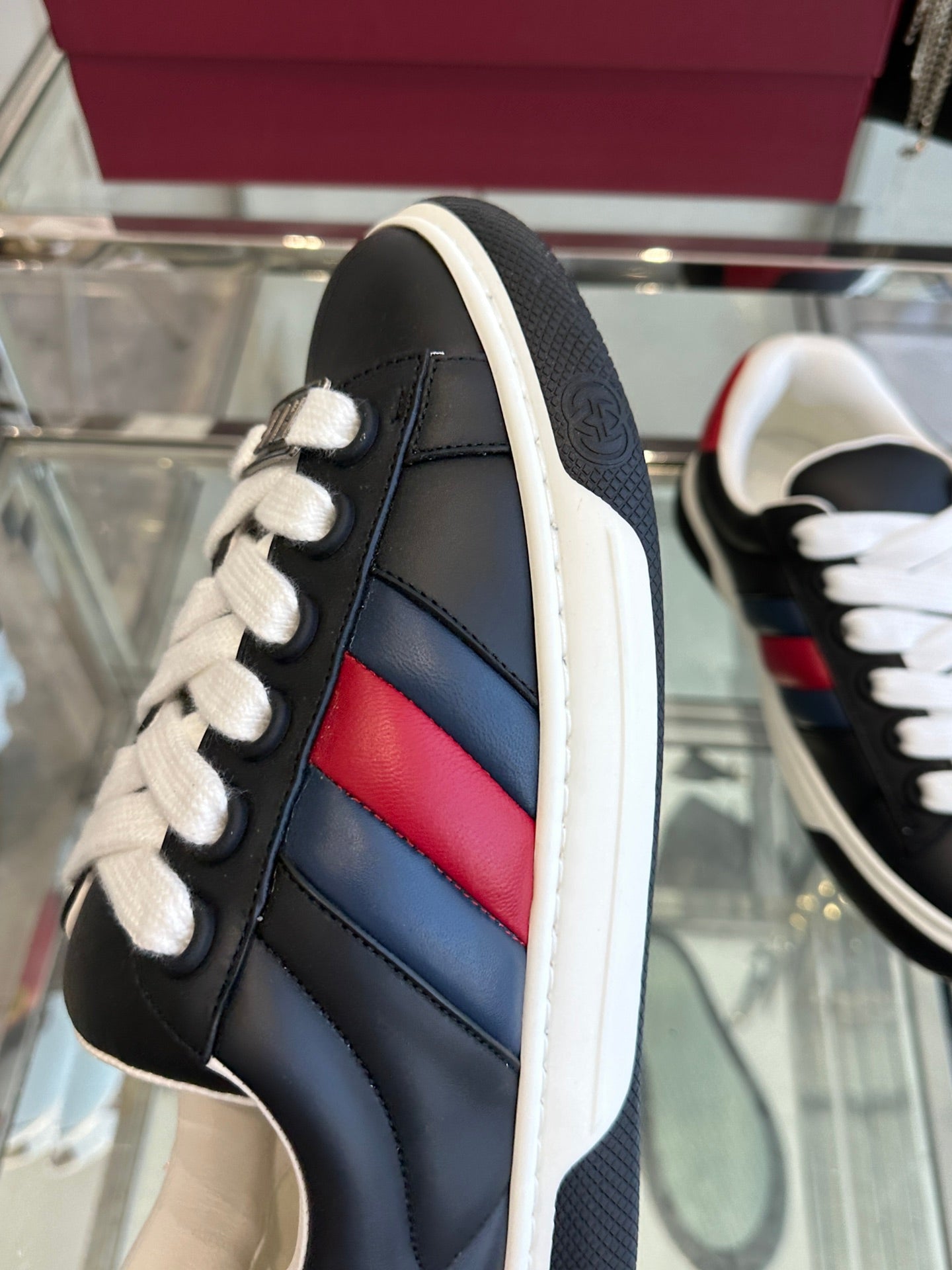 GG ACE SNEAKER IN BLACK SHEEPSKIN