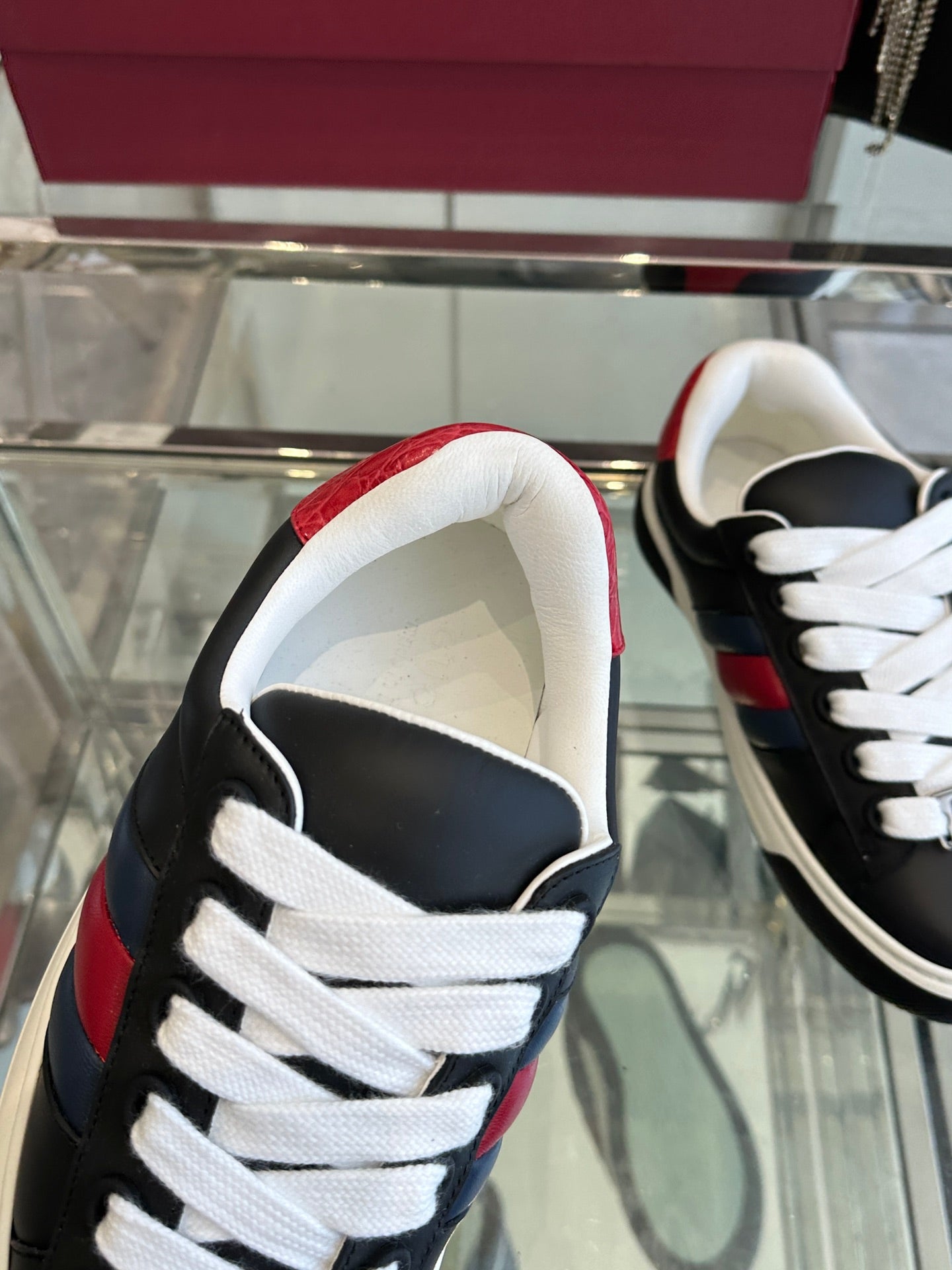 GG ACE SNEAKER IN BLACK SHEEPSKIN