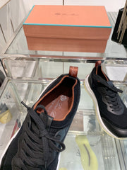 SNEAKER IN BLACK CANVAS MIX SUEDE WITH LAMBSKIN