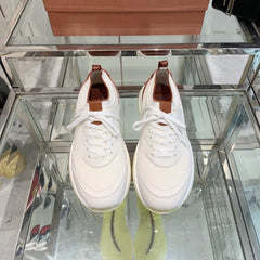 SNEAKER IN WHITE CANVAS MIX SUEDE WITH LAMBSKIN
