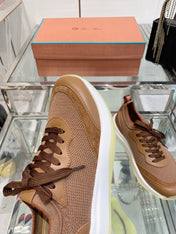 SNEAKER IN BURNT ORANGE CANVAS MIX SUEDE WITH LAMBSKIN