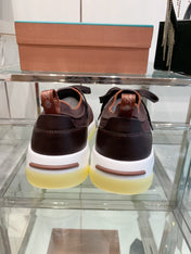 SNEAKER IN MAHOGANY RED CANVAS MIX SUEDE WITH LAMBSKIN