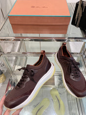 SNEAKER IN MAHOGANY RED CANVAS MIX SUEDE WITH LAMBSKIN