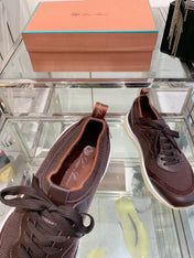 SNEAKER IN MAHOGANY RED CANVAS MIX SUEDE WITH LAMBSKIN