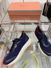 SNEAKER IN MIDNIGHT BLUE CANVAS MIX SUEDE WITH LAMBSKIN