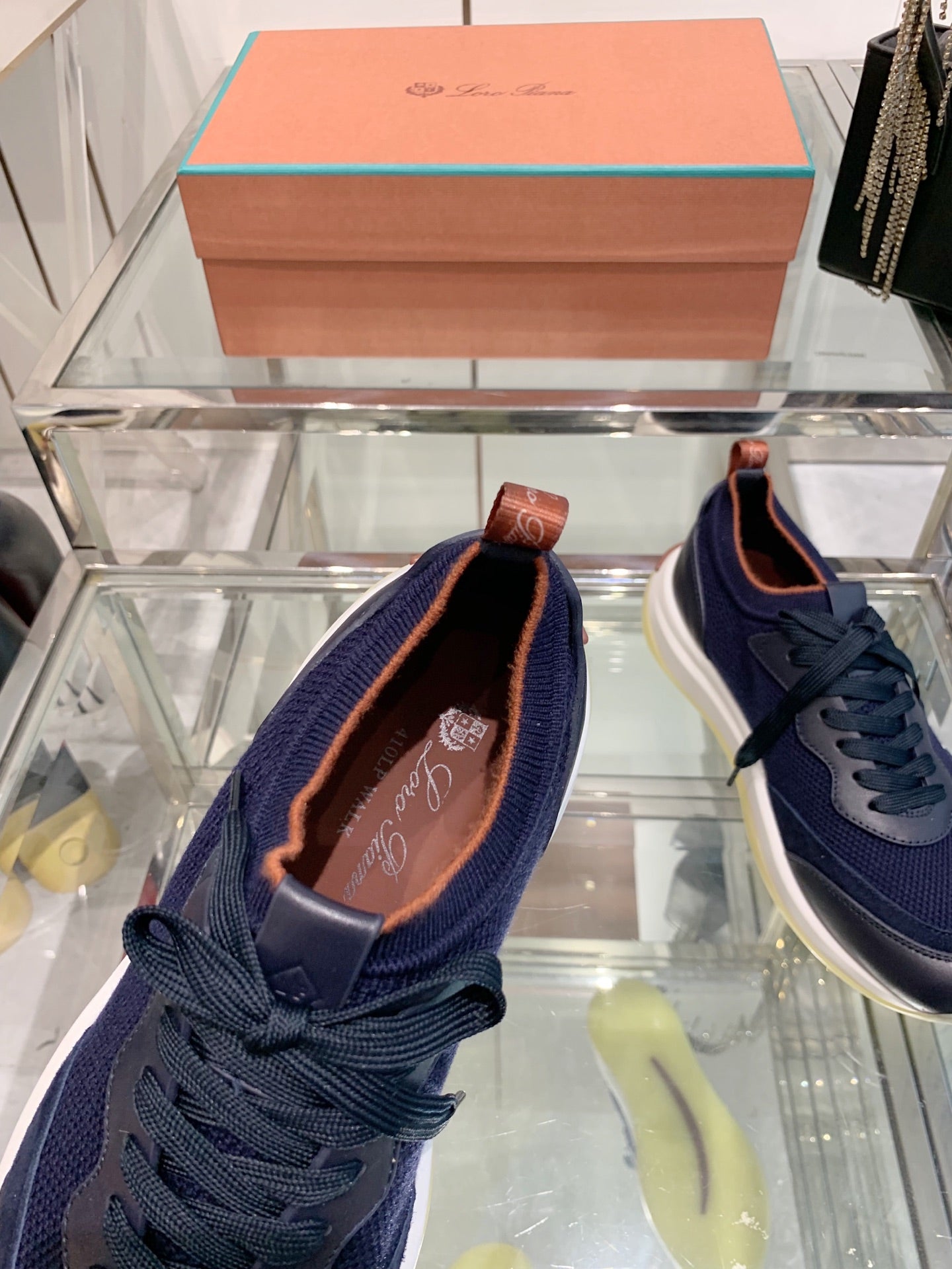 SNEAKER IN MIDNIGHT BLUE CANVAS MIX SUEDE WITH LAMBSKIN