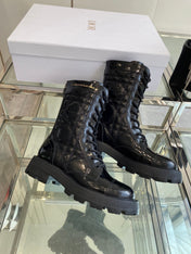 DIOR 25S D-UNIT ANKLE BOOT IN BLACK QUILTED CANNAGE CALFSKIN