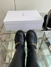 DIOR 25S BROGUE BOOTS 35MM IN BLACK CALFSKIN GOLD HARDWARE
