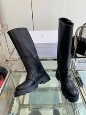 DIOR 25S BROGUE BOOTS 35MM IN BLACK CALFSKIN GOLD HARDWARE