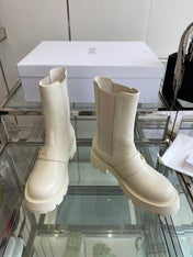 DIOR 25S D-QUEST ANKLE BOOT 35MM IN WHITE CALFSKIN GOLD HARDWARE