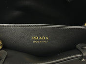 PRADA 25S BUCKLE MEDIUM HANDBAG 28 IN BLACK CALFSKIN GOLD HARDWRE