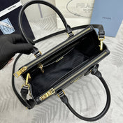 PRADA 25S GALLERIA LARGE BAG 28 IN BLACK CALFSKIN GOLD HARDWRE