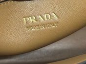 PRADA 25S BUCKLE MEDIUM HANDBAG 28 IN CARAMEL CALFSKIN GOLD HARDWARE