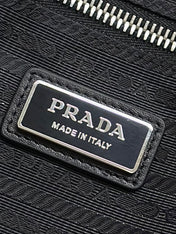 PRADA 25S SHOULDER STRAP BAG 26 IN BLACK CALFSKIN SILVER HARDWARE