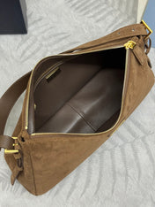 PRADA 25S AIMEE SHOULDER BAG 39 IN BROWN SUEDE