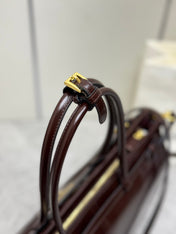 PRADA 25S BONNIE EXTRA-LARGE 42 IN DARK BROWN GLOSSY CALFSKIN GOLD HARDWRE