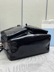 PRADA 25S BACKPACK 45 IN BLACK GLOSSY CALFSKIN SILVER HARDWRE