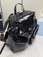 PRADA 25S BACKPACK 45 IN BLACK GLOSSY CALFSKIN SILVER HARDWARE