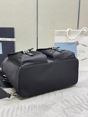PRADA 25S MEDIUM RE-NYLON BACKPACK 39 IN BLACK WITH POUCH