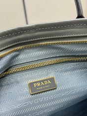 PRADA 25S BONNIE LARGE HANDBAG 38 IN GRAY GLOSSY CALFSKIN GOLD HARDWRE