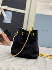 PRADA 25S MINI POUCH 12 IN BLACK VELVET GOLD HARDWRE