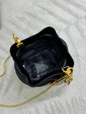 PRADA 25S MINI POUCH 12 IN BLACK VELVET GOLD HARDWARE