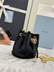 PRADA 25S MINI POUCH 12 IN BLACK VELVET GOLD HARDWARE