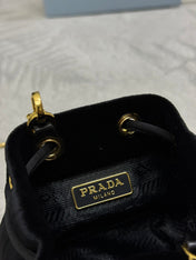 PRADA 25S MINI POUCH 12 IN BLACK VELVET GOLD HARDWRE