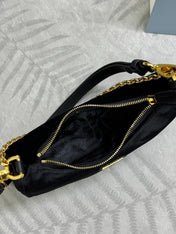 PRADA 25S MINI HOBO BAG 23 IN BLACK VELVET GOLD HARDWRE