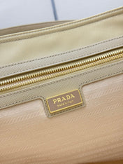 PRADA 25S RE-EDITION 1978 MEDIUM 35 IN DESERT BEIGE NYLON AND SAFFIANO CALFSKIN