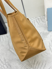 PRADA 25S RE-EDITION 1978 MEDIUM 35 IN DARK CARAMEL NYLON AND SAFFIANO CALFSKIN