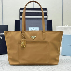 PRADA 25S RE-EDITION 1978 MEDIUM 35 IN DARK CARAMEL NYLON AND SAFFIANO CALFSKIN