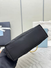 PRADA 25S CROSSBODY BAG 21 IN BLACK NYLON GOLD HARDWRE