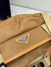 PRADA 25S RE-EDITION 1978 RE-NYLON BACKPACK 52 IN BROWN SILVER HARDWARE