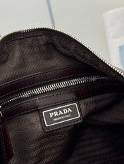 PRADA 25S SHOULDER BAG 35 IN DARK BROWN CALFSKIN SILVER HARDWARE