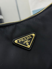 PRADA 25S EXPLORE LARGE RE-NYLON SHOULDER BAG 32 IN BLACK WITH FLAP