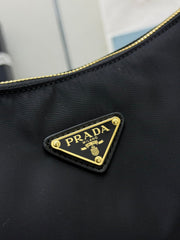 PRADA 25S EXPLORE LARGE RE-NYLON SHOULDER BAG 32 IN BLACK WITH FLAP