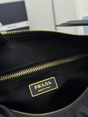 PRADA 25S EXPLORE LARGE RE-NYLON SHOULDER BAG 32 IN BLACK WITH FLAP
