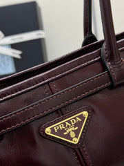 PRADA 25S BONNIE MEDIUM HANDBAG 32 IN BURGUNDY GLOSSY CALFSKIN