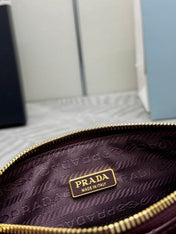 PRADA 25S RE-EDITION 2002 MEDIUM SHOULDER BAG 26 IN BURGUNDY CALFSKIN GOLD HARDWRE