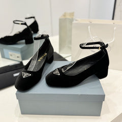 PRA NAPPA MARY JANE PUMPS BLACK SATIN