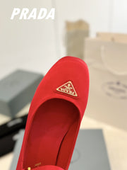 Pra Ballerina Pumps 40 Red Suede Fabric