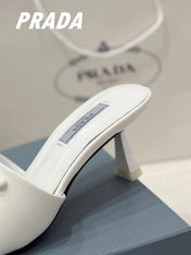PRA BRUSHED LEATHER HEELED SLIDES WHITE