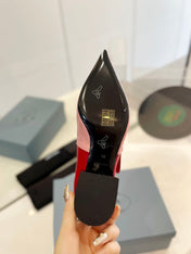 PRA MID - HEELS RED AND LIGHT PINK LAMBSKIN WITH BOW