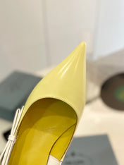 PRA BRUSHED PUMPS WHITE AND LEMON CALFSKIN